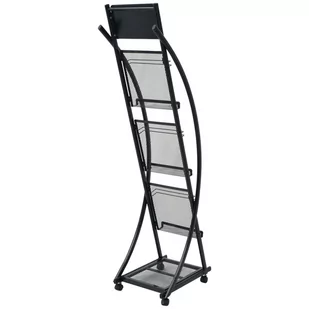vidaXL Stojak na gazety/czasopisma 40x32x131 cm czarny A4 - Inne meble do salonu - miniaturka - grafika 1