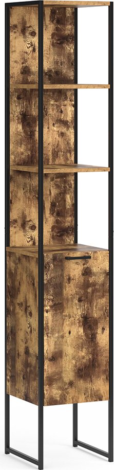 Vicco Szafka łazienkowa Fyrk, 33 x 185 cm, Rustykalny dąb/Czarny