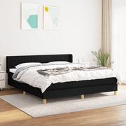 Łóżka - vidaXL Łóżko kontynentalne z materacem, czarne, tkanina 180x200 cm - miniaturka - grafika 1