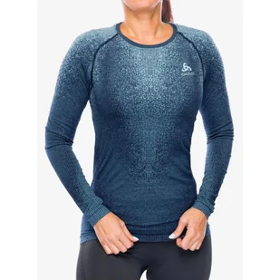 Bluza termoaktywna damska Odlo Performance Warm Blackcomb BL Top Crew Neck LS - Bluzy sportowe damskie - miniaturka - grafika 1