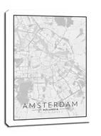 Obrazy i zdjęcia na płótnie - Amsterdam mapa czarno biała - obraz na płótnie Wymiar do wyboru: 40x60 cm - miniaturka - grafika 1