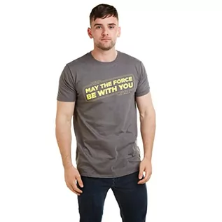 Koszulki męskie - Star Wars Męski T-shirt z napisem Force, Szary (węgiel drzewny Cha), L - grafika 1
