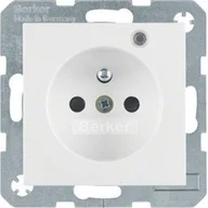 Gniazdka elektryczne - Hager Polo sp. z o.o. S.1/B.3/B.7 Glas Gniazdo pojedyncze z/u i LED kontrolną z ochroną styków śnieżnobiały połysk 6765098989 - miniaturka - grafika 1