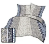 Pościel - Pościel z kory 200x220 granatowa biała beżowa paisley ornamenty - miniaturka - grafika 1
