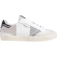 Trampki damskie - Pepe Jeans Damskie trampki LANE W, szare (srebrne), rozmiar 40, Szary Srebrny, 42 EU - miniaturka - grafika 1