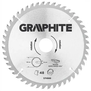 Graphite tarcza do drewna 185mm 48 zębów widia 57H666 - Tarcze do pił - miniaturka - grafika 1