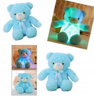 Maskotki i pluszaki - PLUSZOWY MIŚ ŚWIECĄCY PLUSZAK 50CM LED LAMPKA Miękka Przytulanka dla Dzieci NIEBIESKI - miniaturka - grafika 1