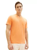 Koszulki męskie - TOM TAILOR Męski T-shirt w stylu spranym z dekoltem w serek, 22195 - Fruity Melon Orange, 3XL - miniaturka - grafika 1