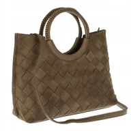 Torebki damskie - Torebka zamszowa damska kuferek Listonoszka elegancka mała 4192 Zielona - miniaturka - grafika 1