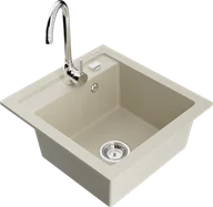 Zlewozmywaki z baterią - Mexen Vito zlewozmywak granitowy 1-komorowy z baterią kuchenną Telma, beżowy - 6503-69-670200-00 - miniaturka - grafika 1