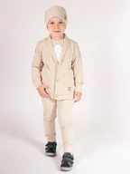 Bluzy dla chłopców - Chłopięca bluza rozpinana beżowa Nicol,r.56 - miniaturka - grafika 1