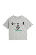 Koszulki dla dziewczynek - Mini Rodini t-shirt bawełniany dziecięcy kolor szary z nadrukiem - miniaturka - grafika 1