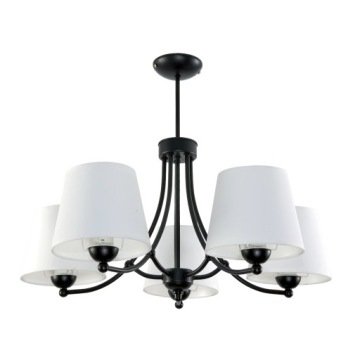 Lampa Wisząca Sufitowa Żyrandol Led Loft Do Salonu Białe Abażury 5xE27