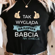 Bluzki damskie - TEMU Kobieca Zabawna Koszulka z Polskim Napisem - Biała Bluzka z Okrągłym Dekoltem i Grafiką "Tak Wyglada Babcia Na Świecie" - Lekki Letni & Wiosenny - miniaturka - grafika 1
