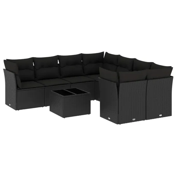Zestaw wypoczynkowy rattanowy Czarny PE 234x234x69cm