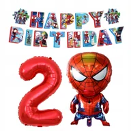 Balony i akcesoria - BALONY URODZINOWE SPIDEY SPIDER-MAN ZESTAW DEKORACJE BANER CYFRA 2 CZERWONA - miniaturka - grafika 1