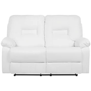 Beliani Sofa skóra ekologiczna dwuosobowa biała rozkładana BERGEN biały - Sofy i kanapy - miniaturka - grafika 1