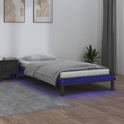 Łóżka - Lumarko Rama łóżka z LED, szara, 90x190 cm, pojedyncza, lite drewno - miniaturka - grafika 1