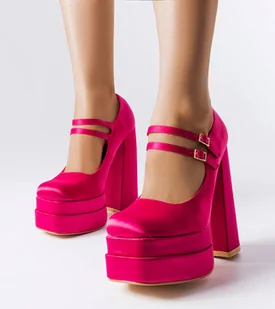 Różowe czółenka na wysokim słupku Gabriel -38 - Półbuty damskie - miniaturka - grafika 1