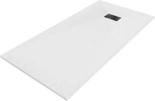 Mexen Hugo brodzik prostokątny SMC 170 x 80 cm, biały, maskownica czarna - 42108017-B - Brodziki prysznicowe - miniaturka - grafika 1
