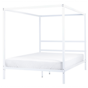 Łóżka - Łóżko metalowe z baldachimem 160 x 200 cm białe LESTARDS - miniaturka - grafika 1
