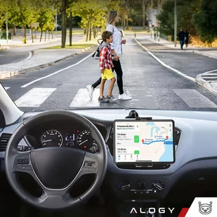 Uchwyt samochodowy na tablet telefon kokpit szybę Alogy do auta z długim ramieniem 4-13" czarny - Agrowłókniny - miniaturka - grafika 4
