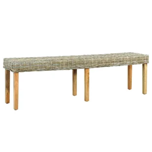 vidaXL vidaXL Ławka, 160 cm, naturalny rattan kubu i lite drewno mango - Ławki do przedpokoju - miniaturka - grafika 7