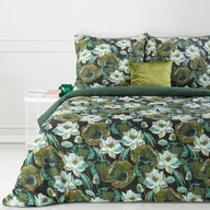 Pościel - Pościel bawełniana MOTYW ZIELONYCH KWIATÓW 220x200 - miniaturka - grafika 1