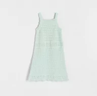 Sukienki i spódniczki dla dziewczynek - Reserved - Ażurowa sukienka - Zielony - miniaturka - grafika 1