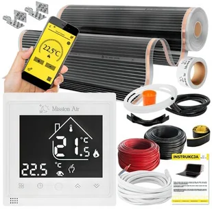 Folia grzewcza na podczerwień MISSION AIR Black Silver PTC 160W/m2 18m² szer. 100cm + regulator Libra Biały Wi-Fi | Bezpłatny transport - Ogrzewanie podłogowe - miniaturka - grafika 1