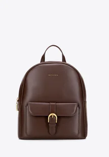 Damski plecak ze skóry naturalnej z kieszenią na przodzie brązowy - Torebki damskie Damski plecak ze skóry naturalnej z kieszenią na przodzie brązowy - Torebki damskie - miniaturka - grafika 1