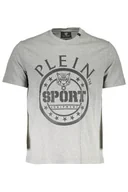 Koszulki męskie - PLEIN SPORT T-shirt męski tekstylny szary SF10246 - Rozmiar: M - miniaturka - grafika 1