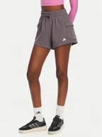 Spodenki damskie - adidas Szorty sportowe Essentials Small Logo JC5700 Szary Loose Fit - miniaturka - grafika 1