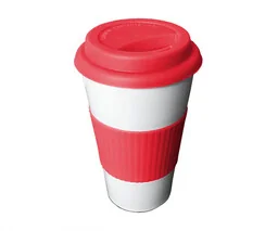 Kubek termiczny stalowy TUMBLER Coffee 460 ml TERMIO (biały/czerwony) - Kubki termiczne - miniaturka - grafika 1