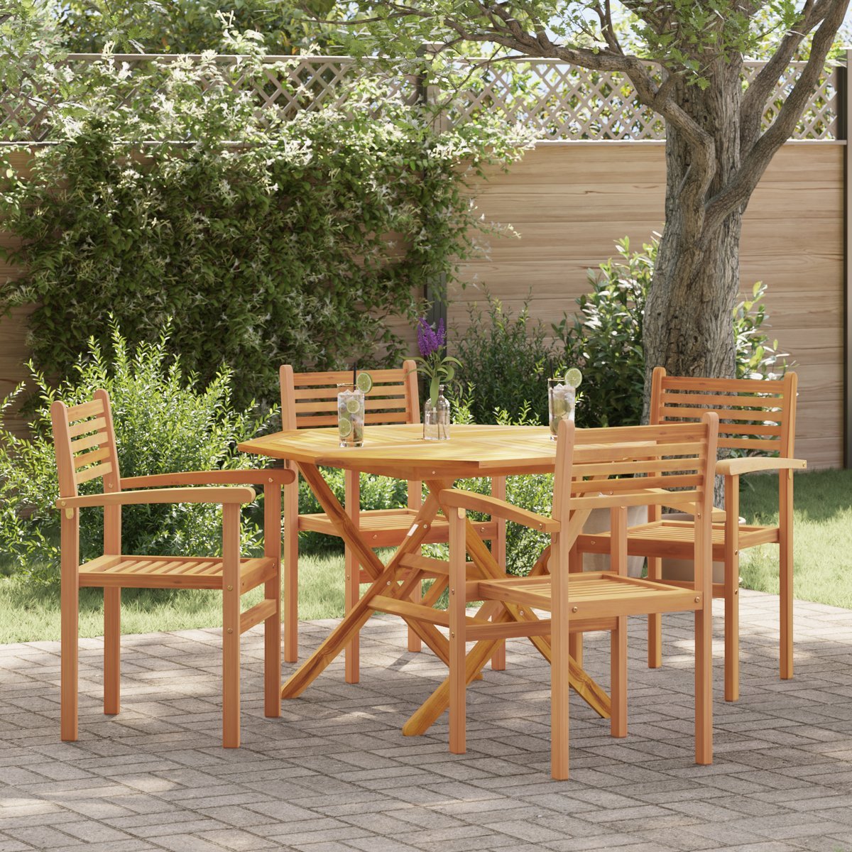 Zestaw krzeseł ogrodowych 4 pcs Brązowy 55.5 x 55.