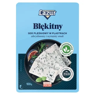 Ser Pleśniowy Lazur Błękitny Plastry 100 G - Szybkie dania obiadowe - miniaturka - grafika 1