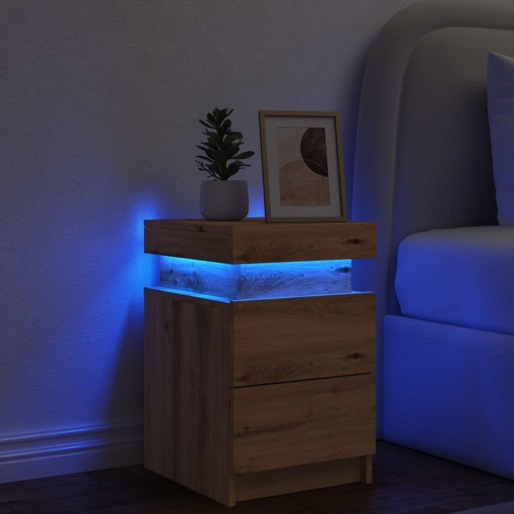 vidaXL vidaXL Szafka nocna z LED, dąb artisian, 35x39x55 cm