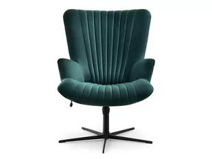 Komfortowy Fotel Obracany Z Weluru Esla Zielony Z Czarną Nogą - Fotele - miniaturka - grafika 1