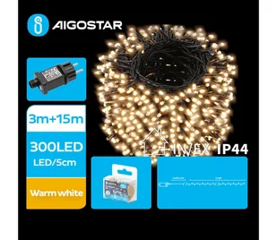 Aigostar - LED Zewnętrzny łańcuch bożonarodzeniowy 300xLED/8 funkcji 18m IP44 ciepła biel - Lampy ogrodowe - miniaturka - grafika 1