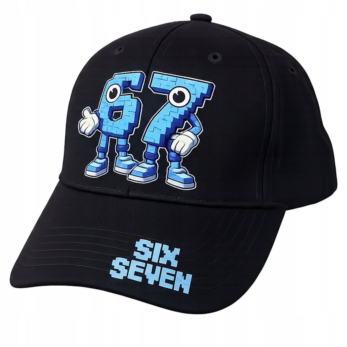 Czapka z Daszkiem Dziecięca Bawełniana Regulacja Six Seven 67 Brainrot Czarna
