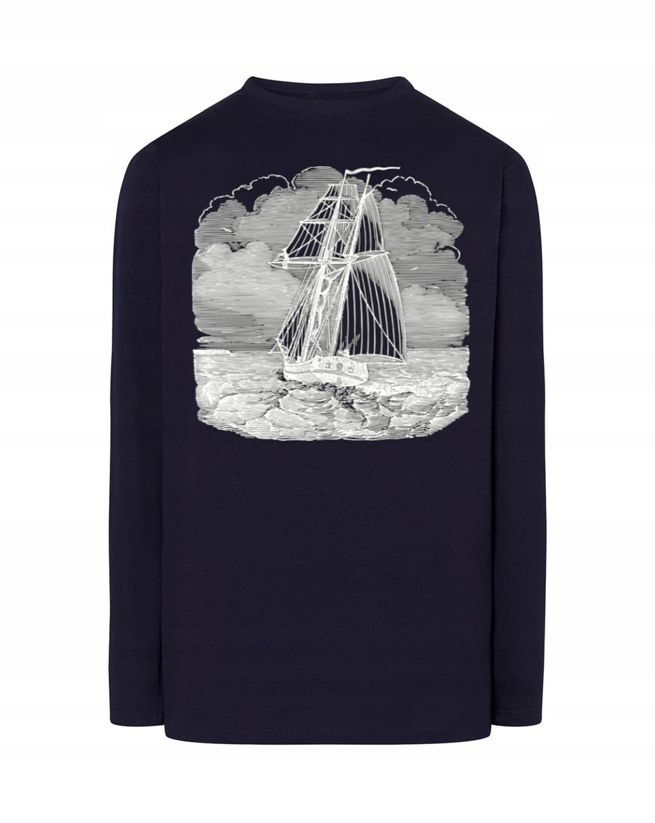 Longsleeve męski nadruk STATEK ŻEGLUGA r.5XL