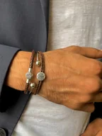 Bransolety męskie - Uomo Skórzana bransoletka w kolorze jasnobrązowym - miniaturka - grafika 1