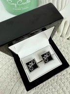 Spinki do mankietów i krawatów - SPINKI DO MANKIETÓW koszuli mankietu rower czarny - miniaturka - grafika 1