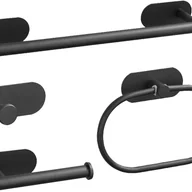 Wieszaki łazienkowe - Zestaw 4 samoprzylepnych drążków na ręczniki, wieszak na ręczniki łazienkowe, uchwyt na papier toaletowy, nie wymaga wiercenia (czarny, 40 cm) - miniaturka - grafika 1