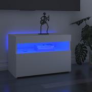 Szafki RTV - vidaXL Szafka pod TV z oświetleniem LED, biała, 60x35x40 cm - miniaturka - grafika 1