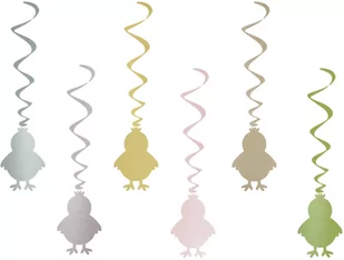 Dekoracja wisząca świderki kolorowe wielkanocne kurczaczki - 6 szt. - Wielkanoc - miniaturka - grafika 1