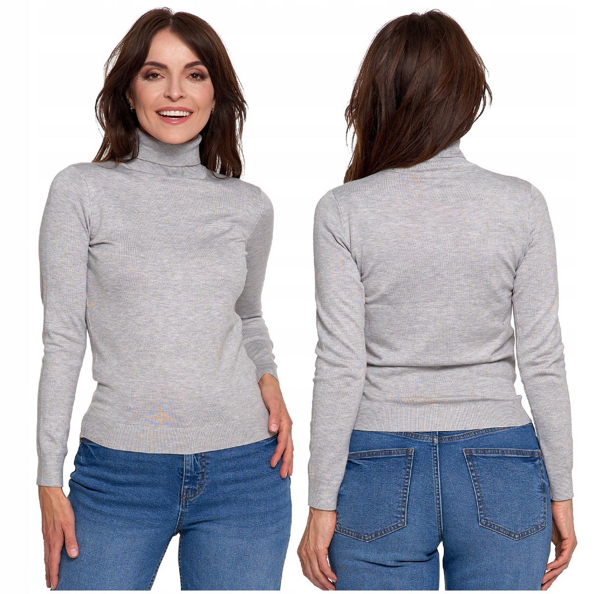 GOLF DAMSKI SWETER Cienki Gładki Bluzka Damska Elegancka Basic r. XXL