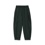 Spodnie sportowe damskie - Kordia - Ciemnozielone spodnie z drobnego sztruksu - miniaturka - grafika 1