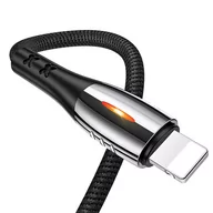 Kable USB - USAMS Kabel pleciony U-Tone lightning 1.2m Power-off 2A Fast Charging czarny/black SJ344USB01 (US-SJ344) - miniaturka - grafika 1