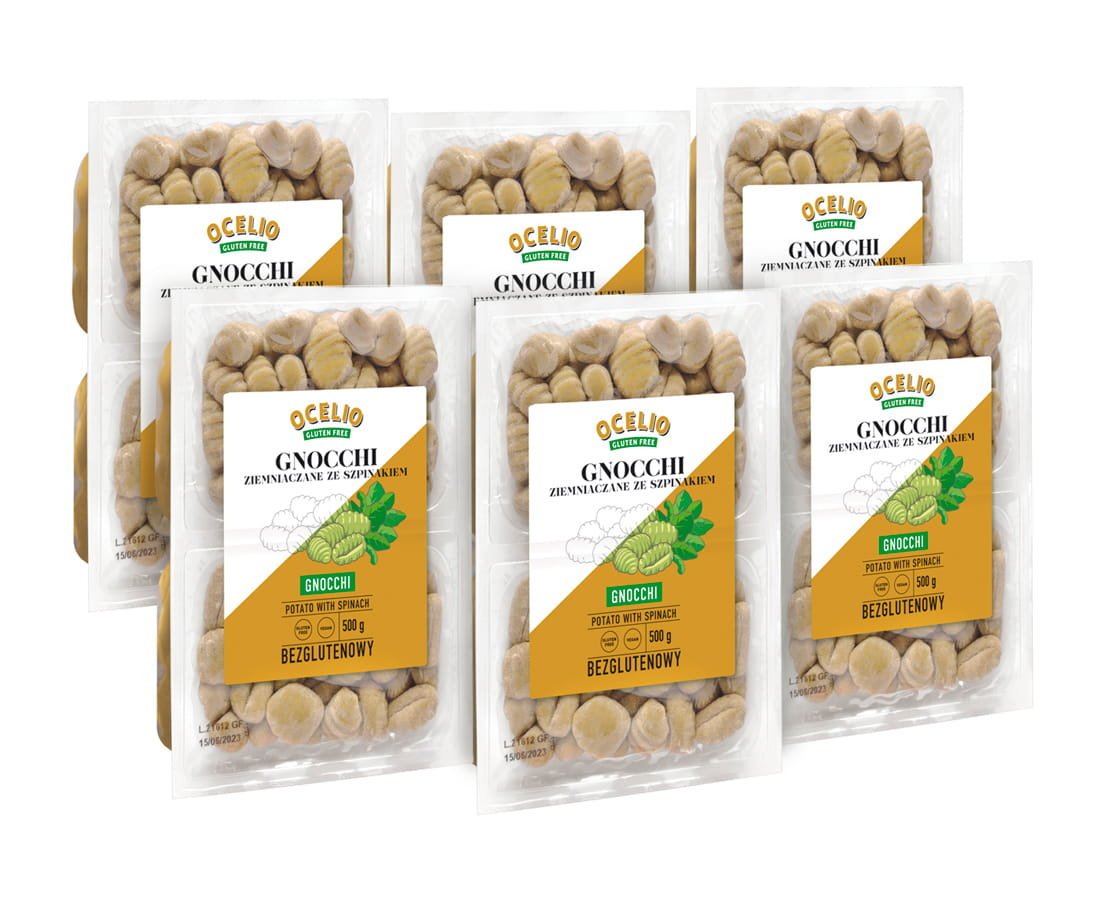 Ocelio bezglutenowe gnocchi ze szpinakiem 500 g (ZESTAW 6 szt.)